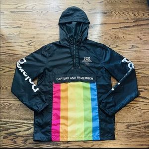 Polaroid Capture & Remember Hooded Pullover Windbreaker Quarter Zip Men's Size M